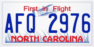 NC license plate AFQ2976