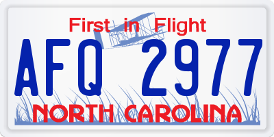 NC license plate AFQ2977