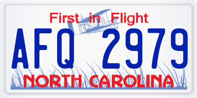 NC license plate AFQ2979