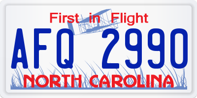 NC license plate AFQ2990