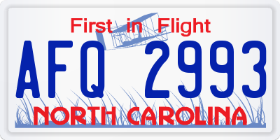 NC license plate AFQ2993