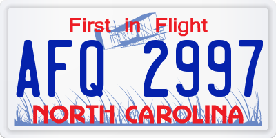 NC license plate AFQ2997