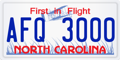 NC license plate AFQ3000