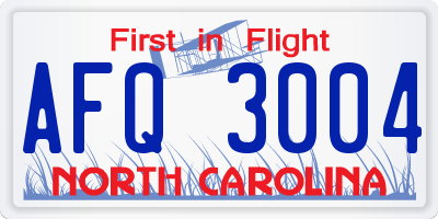 NC license plate AFQ3004