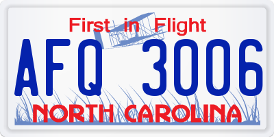 NC license plate AFQ3006