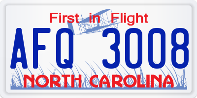 NC license plate AFQ3008