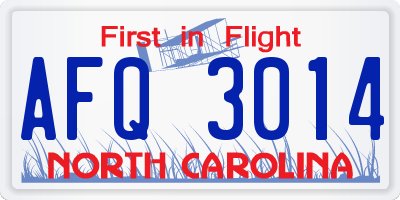 NC license plate AFQ3014