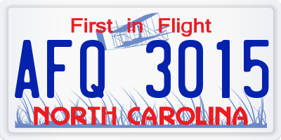 NC license plate AFQ3015