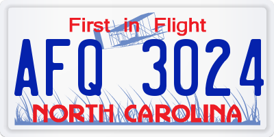 NC license plate AFQ3024