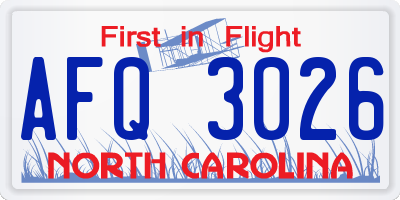 NC license plate AFQ3026