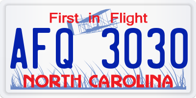 NC license plate AFQ3030