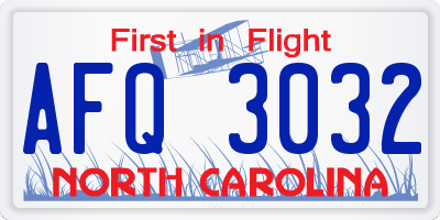 NC license plate AFQ3032