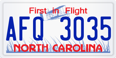 NC license plate AFQ3035