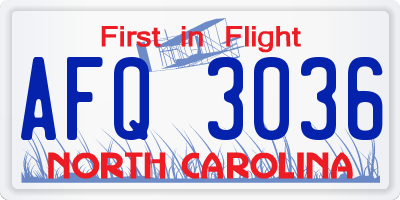 NC license plate AFQ3036
