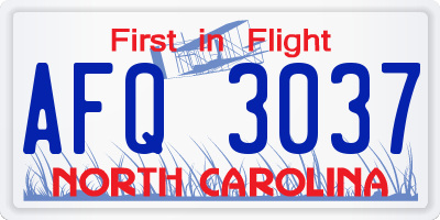 NC license plate AFQ3037
