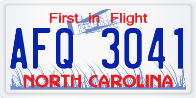 NC license plate AFQ3041