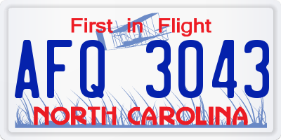 NC license plate AFQ3043