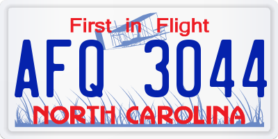NC license plate AFQ3044