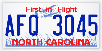 NC license plate AFQ3045