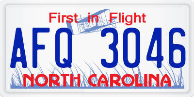 NC license plate AFQ3046
