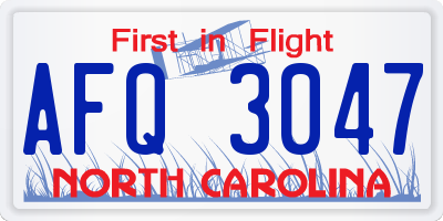 NC license plate AFQ3047