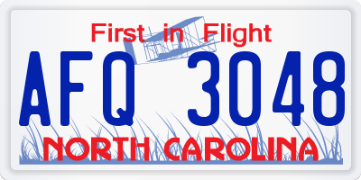 NC license plate AFQ3048