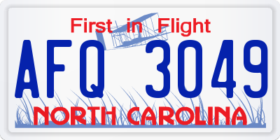 NC license plate AFQ3049