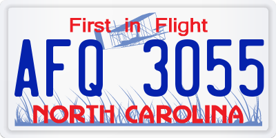 NC license plate AFQ3055