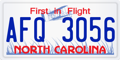 NC license plate AFQ3056