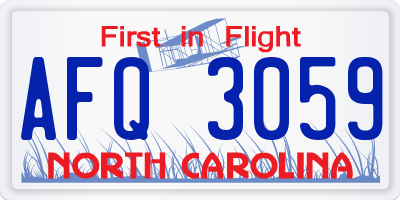 NC license plate AFQ3059