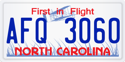 NC license plate AFQ3060