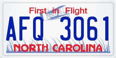 NC license plate AFQ3061