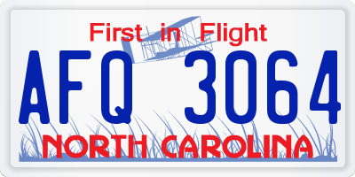 NC license plate AFQ3064