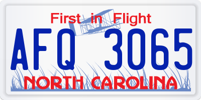 NC license plate AFQ3065