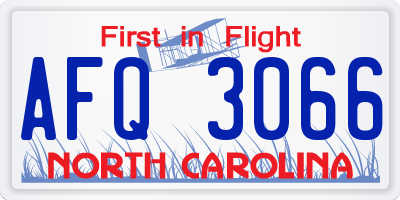 NC license plate AFQ3066