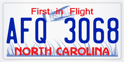 NC license plate AFQ3068