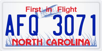NC license plate AFQ3071