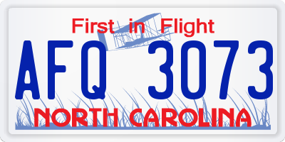 NC license plate AFQ3073