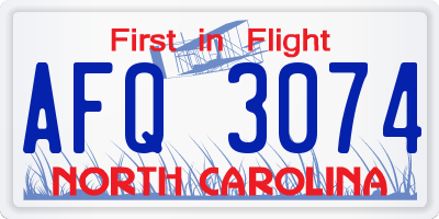 NC license plate AFQ3074