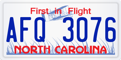 NC license plate AFQ3076