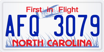 NC license plate AFQ3079