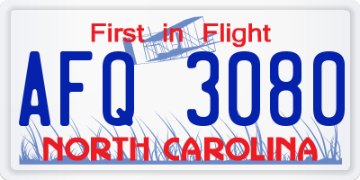NC license plate AFQ3080