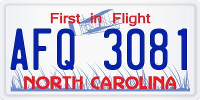 NC license plate AFQ3081