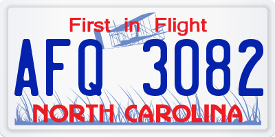 NC license plate AFQ3082