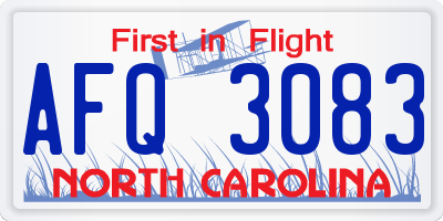 NC license plate AFQ3083