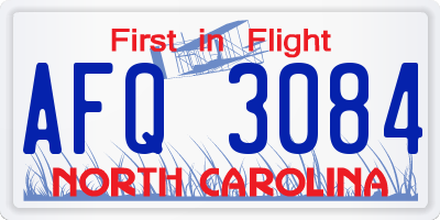 NC license plate AFQ3084