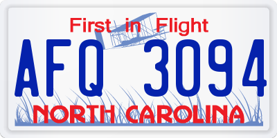 NC license plate AFQ3094