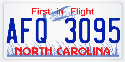 NC license plate AFQ3095