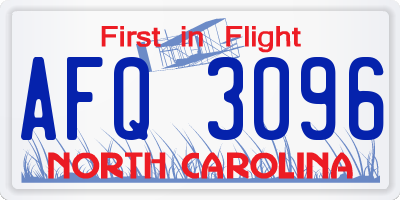 NC license plate AFQ3096