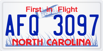 NC license plate AFQ3097